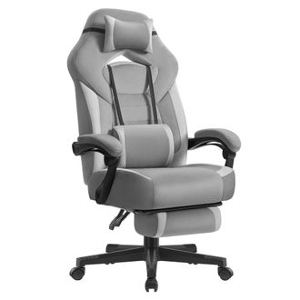 Songmics Silla gaming ergon&oacute;mica con reposapi&eacute;s de color gris