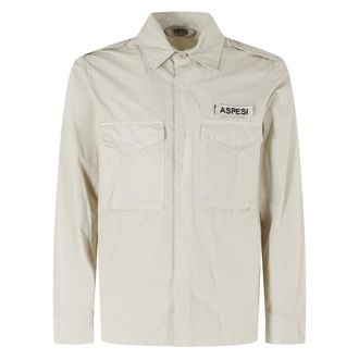Aspesi Light Jackets, male, Beige, Size: XL Field Shirt Jacket