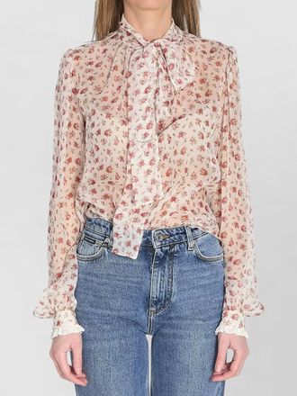 Dolce & Gabbana silk chiffon floral-print long-sleeve blouse