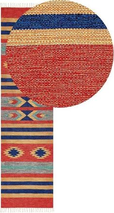 Beliani Rug HATIS Multicolour 80 x 300 cm Cotton Kilim