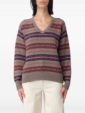 Lauren Ralph Lauren v-neck sweater - women - Cotton/Linen/Flax - S - Brown