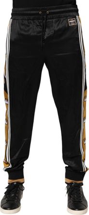 Dolce & Gabbana Black Gold Satin Crown Side Stripe Jogger Mens Pants (Pre-Owned)