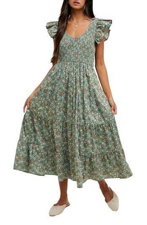 Wishlist Floral Maxi Dress in Teal/Clay at Nordstrom Rack, Size Medium