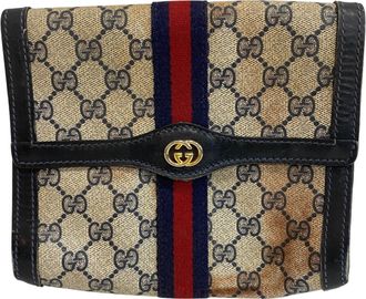Gucci Sherry Line Black Pvc Clutch Bag Pouch (Pre-Owned)