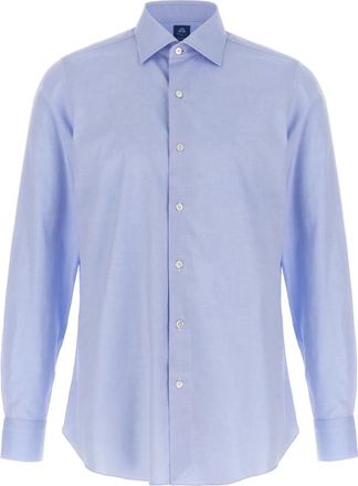 Finamore Napoli Shirt - Heren - Zakelijke Overhemden - Blauw - 2XL - Katoen - Overhemden