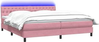 vidaXL Cama Box Spring Con Colch&oacute;n Terciopelo Rosa 180x210 Cm Vidaxl