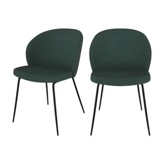 Rendez-Vous D&eacute;co Set de 2 sillas verdes en tejido boucl&eacute; con base de metal