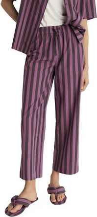 Mango Stripe Cotton Pajama Pants in Plum at Nordstrom, Size Small