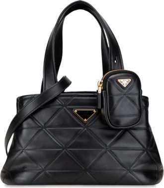 Prada 2013-2025 Small Quilted Lambskin satchel - women - Lambskin - One Size - Black