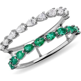 Lana Jewelry 14K Gold Emerald & Diamond Band Ring in White Gold at Nordstrom, Size 7
