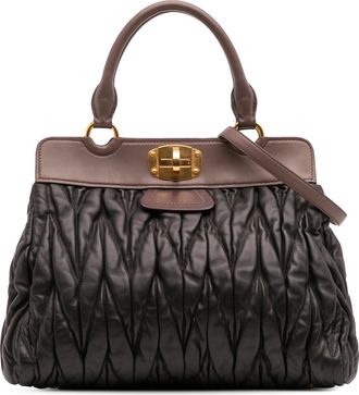Miu Miu Pre-owned Womens Matelasse Leather Satchel - Dark Grey - One Size