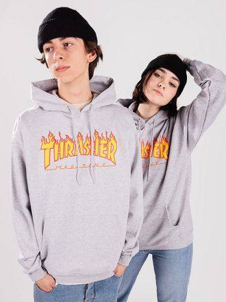 Thrasher Flame Felpa con Cappuccio grigio