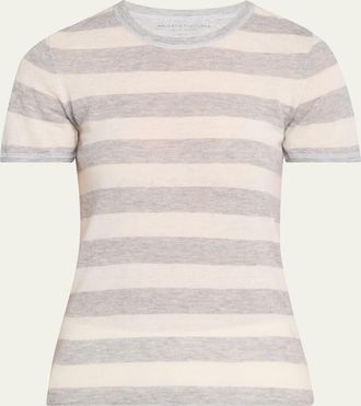 Majestic Filatures Machine Washable Cashmere Striped T-Shirt