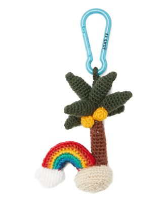 Alanui palm-tree rainbow keyring - women - Metal/Wool/Polyester - One Size - Blue