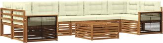 vidaXL Conjunto De Sof&aacute;s De Exterior 8 Uds. Natural Y Crema Vidaxl