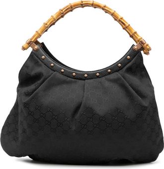 Gucci Pre-owned Gucci GG Canvas Bamboo Studded Hobo 124293001364