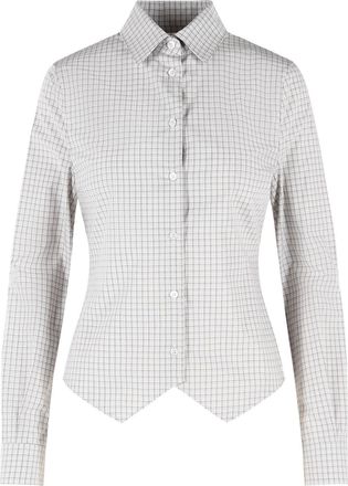 Maison Margiela Beige Checkered Asymmetric Hem Cotton Shirt