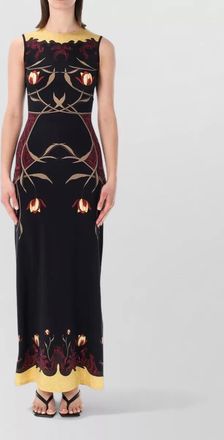 Marine Serre long dress floral motif maxi length