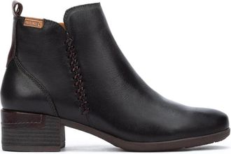 Pikolinos Enkellaars met leren details - Dames - Laarzen met Hak - Zwart - 40 EU - Schoenen