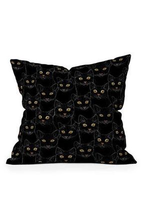 Deny Designs Poesie Garden Throw Pillow in Black Cat at Nordstrom Rack