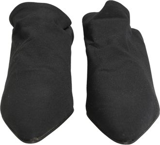 Dolce & Gabbana Black Suede Heel Mule Womens Shoes