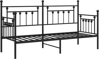 vidaXL Estructura De Cama De D&iacute;a Con Cabecera Negro 80 X 200 Cm Acero Vidaxl