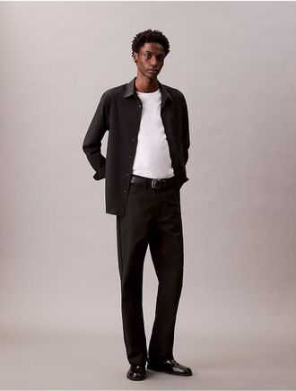 Calvin Klein Mens Pleated Wool Gabardine Blend Trouser - Black - 28