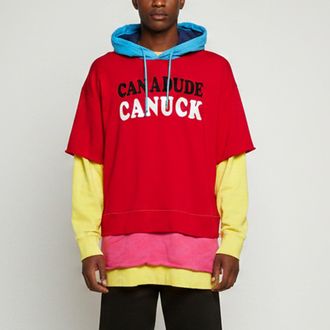 Dsquared2 Multicolour Stripe Printed Cotton Knit Slouch Fit Hoodie