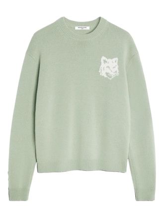 Maison Kitsuné fox-head crew-neck sweater - men - Wool - S - Green