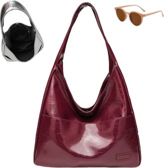 Generic Vegan PU Leather Trendy Soft Tote Bag, Large Capacity Casual Underarm Handbag for Women, Waterproof Simple Shoulder Bag