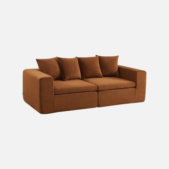 Sweeek Sof&aacute; Envasado Al Vac&iacute;o Modular De Tela Chenilla, 3 Plazas