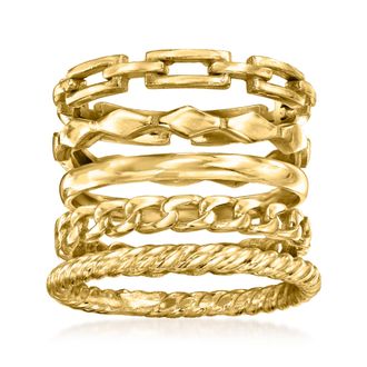 Ross-Simons 18kt Gold Over Sterling Jewelry Set: 5 Stackable Rings