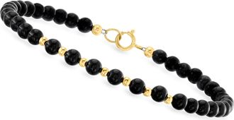 Canaria Canaria 4-4.5mm Onyx Bead Bracelet in 10kt Yellow Gold