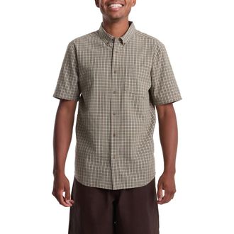 Volcom Brewster Check Short Sleeve Button-Down Shirt in Dirty White at Nordstrom, Size X-Large