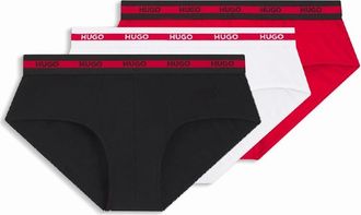 HUGO BOSS Womens 3 Pack of Logo Hip Briefs - Red - Size: 2XL