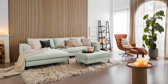 Studio Copenhagen home24 Fredriks Ecksofa Streaky Bay Platingrau Microfaser 325x88x170 cm