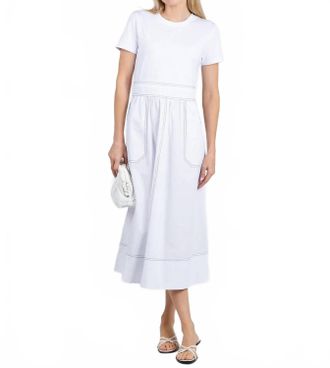 Elliott Lauren Knit Woven Combo Dress In White
