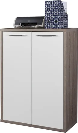 Composad Composad - Libreria Bassa Con 2 Ante In Legno Da Ufficio E Cameretta Arredamento made In Italy -bianco