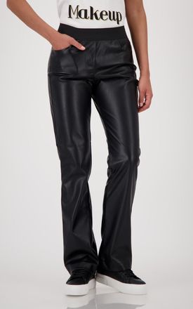 Monari Lederimitathose MONARI Hose Lederimitat Schlupf, Damen, Gr. 34, N-Gr, schwarz, Web, Obermaterial: 60% Polyurethan, 40% Polyester, clean, unifarben, re