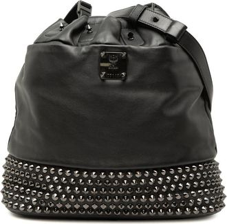 MCM Pre-owned MCM Studded Leather Drawstring Bucket Bag Ladies 2UQZMWRU8G8PBC91