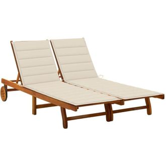 vidaXL Vidaxl - Tumbona De Jard&iacute;n 2 Personas Y Cojines Madera Maciza De Acacia