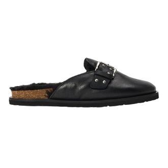 Steve Madden Damesclogs van su&egrave;de met gesp in de kleur Evergreen (Zwart)