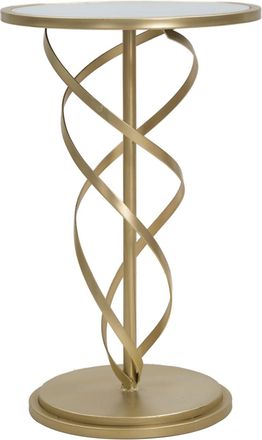 Mauro Ferretti Mesa auxiliar de metal dorado con tapa de cristal blanco &oslash; cm 38x61,5