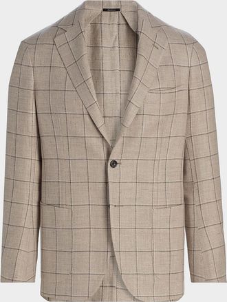 Sartorio Men & apos;s Windowpane Plaid Linen-Blend Sport Coat