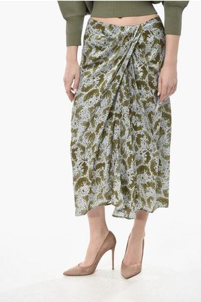 Dries Van Noten Midi Silk-Satin Skirt VOLY With Front Drape size 42