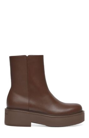 Gianvito Rossi Hiro Bootie Biker in Brown Leather at Nordstrom, Size 36.5