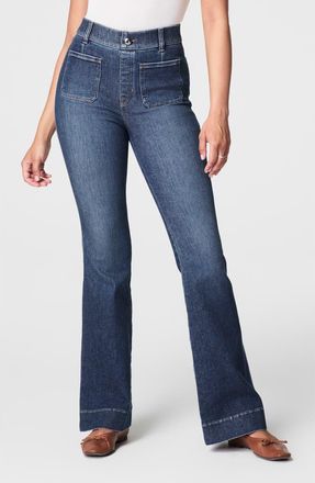 Spanx Patch Pocket Pull-On Flare Jeans in Authentic Blue at Nordstrom Rack, Size 3 X