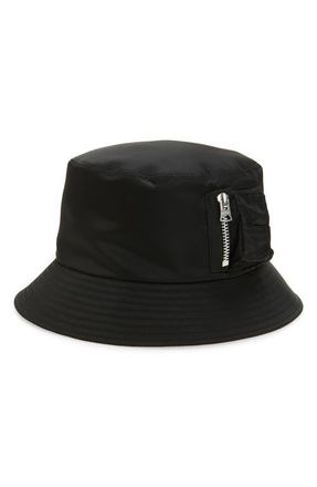 sacai Nylon Twill Pocket Hat in Black at Nordstrom, Size 3