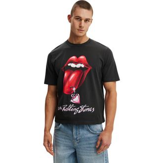 Cotton On Mens Cropped Fit Music T-Shirt in Washed Black Rolling at Nordstrom, Size Xx-Large