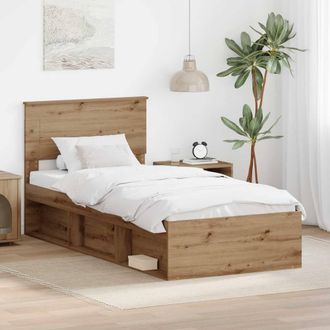 Berkfield Home Bed Frame Artisian Oak 90 x 200 cm Engineered wood in Brown